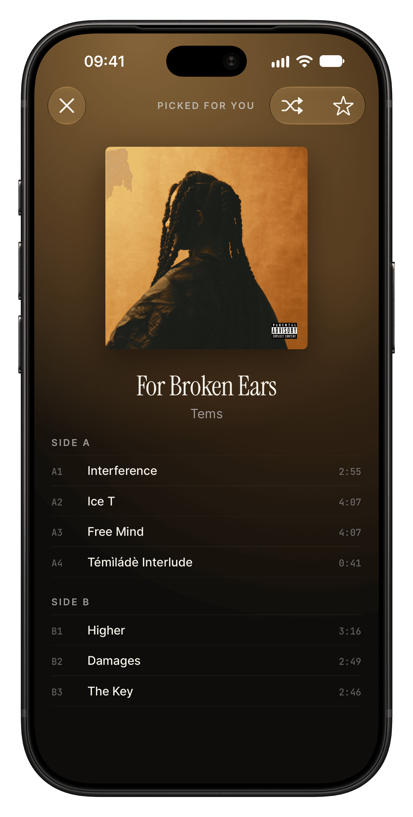 A record picked for you on iPhone.