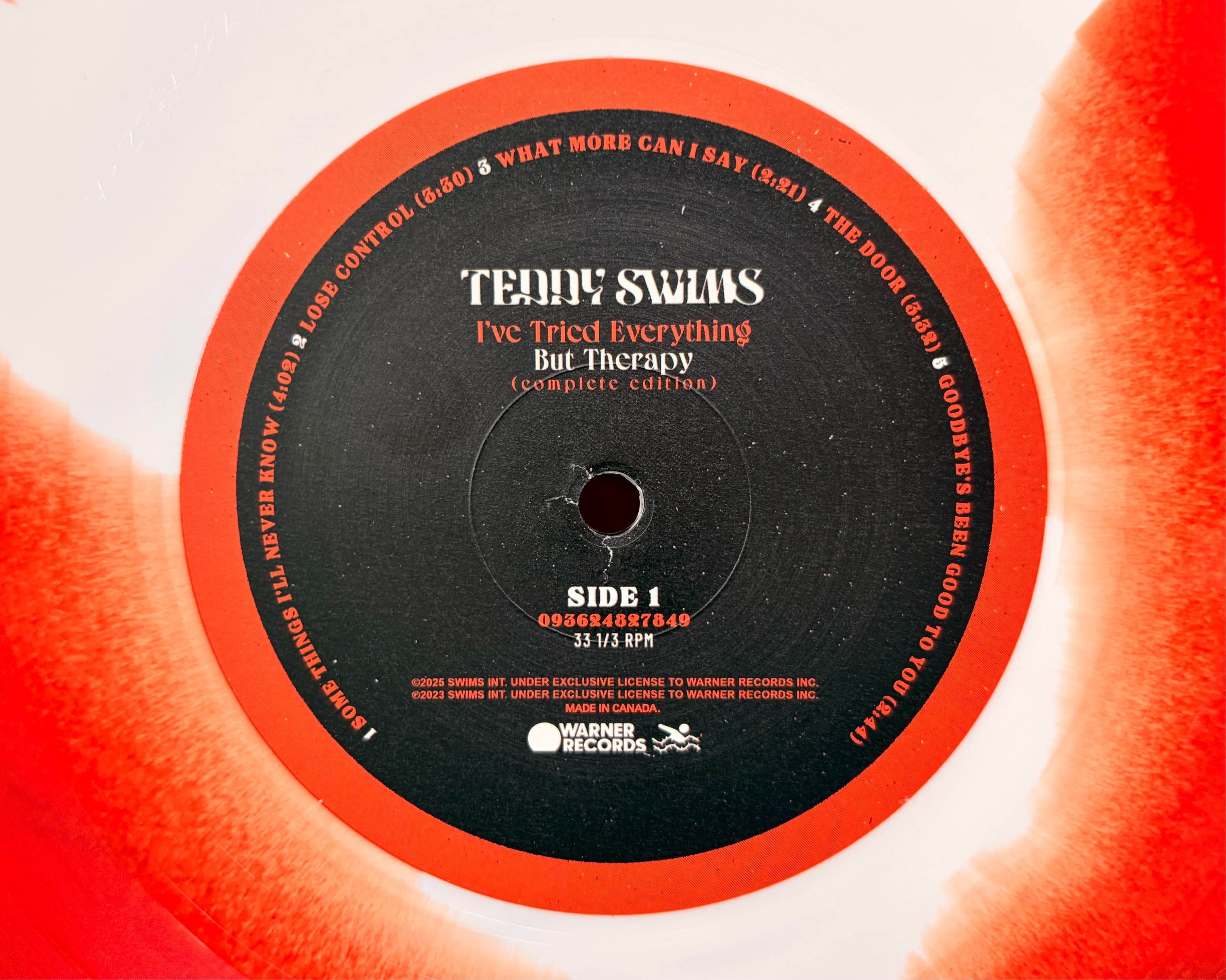 A record label, where the logo, fonts, rim text, and color all belong to a particular era and help date the pressing.